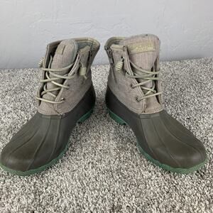 Sperry Saltwater Duck Boots Womens Size 8 Gray Waterproof Rubber Zip STS98155